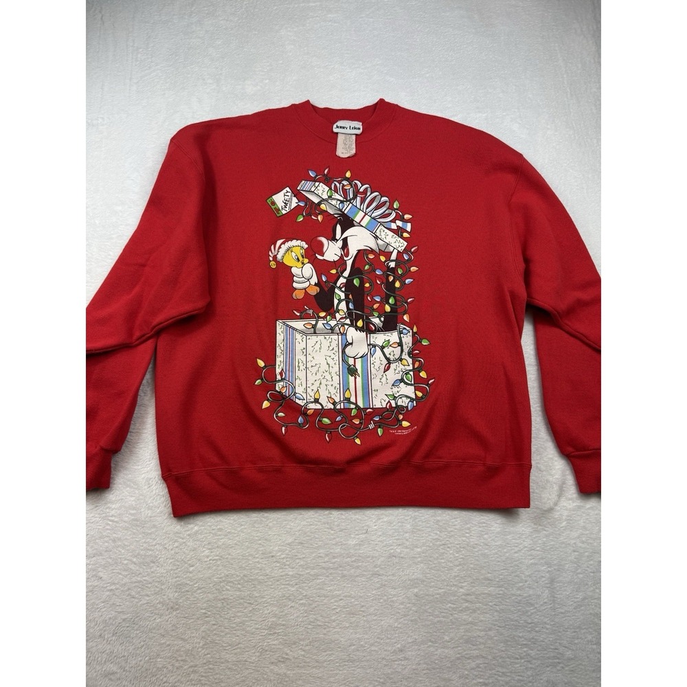 Vintage Looney Tunes Sweatshirt Mens XL Sylvester Tweety Christmas Crewneck 90s